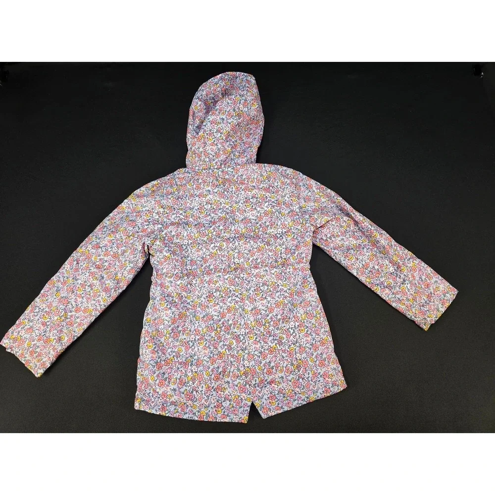 OshKosh B'gosh Girls L 6X Floral Hooded Jacket Pink Fleece Lined Zip Coat
